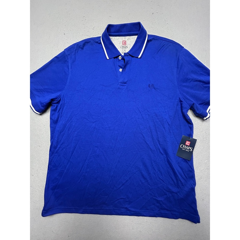 Chaps Polo Shirt Jersey Knit Blue Large Mens